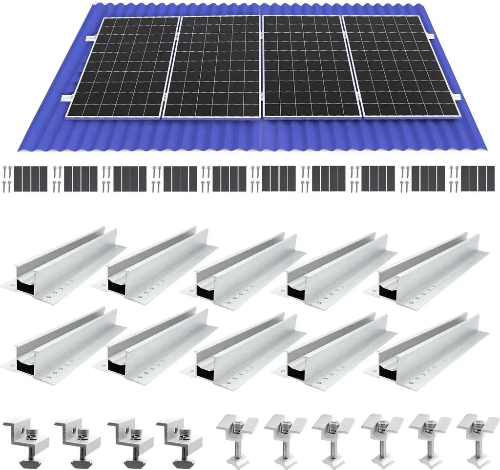 Staffe di montaggio solare, morsetti regolabili, struttura in alluminio, per 4 moduli FV - 2