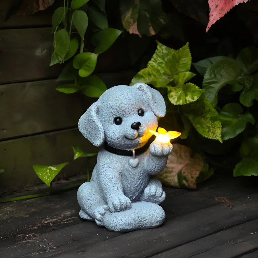 Cadeau de Jardin pour Femme et Homme : Chien Solaire Décoratif Modèle 1