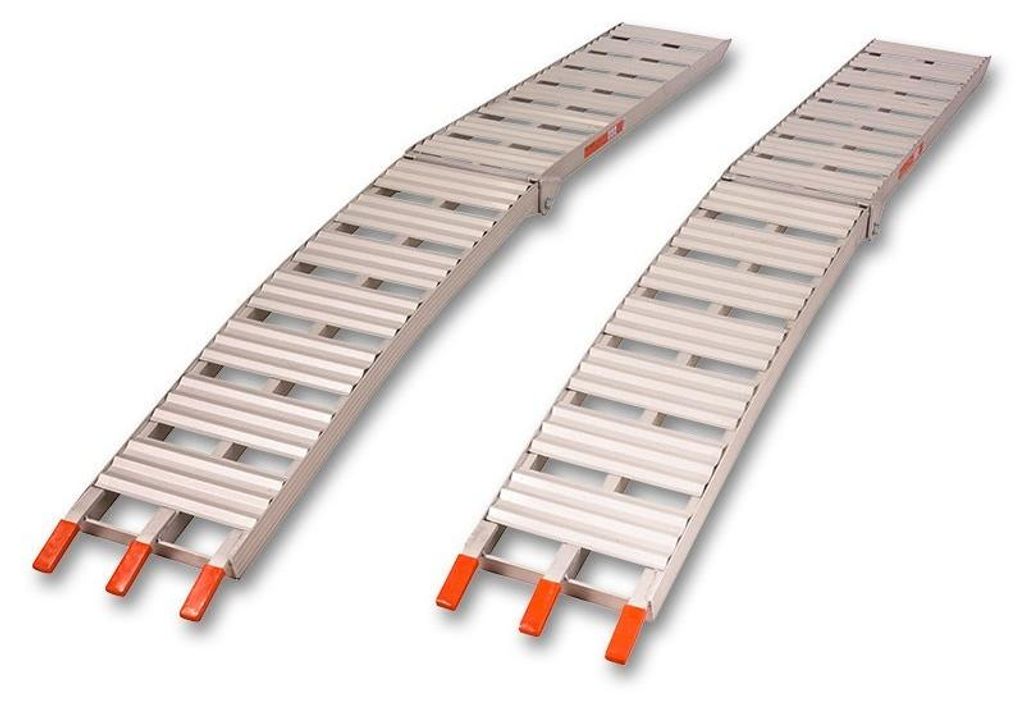 Aluminium Auffahrrampen faltbar, 225,5x28 cm, 700 kg Traglast, rutschsicher für Gartentraktoren & Aufsitzrasenmäher