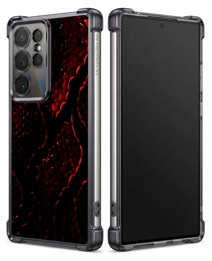 Personalisierte Hülle mit Bild für Samsung Galaxy S24+ Elektroplattiert TPU Stoßdämpfer Handyhülle mit Design für roten Lavastrom