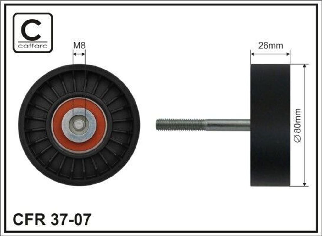 CAFFARO 37-07 Umlenkrolle Keilrippenriemen 80mm für BMW 3 Cabrio (E46) für TOYOTA COROLLA Kombi (E12J, E12T) für VOLVO S80 I (184) für ALFA ROM...