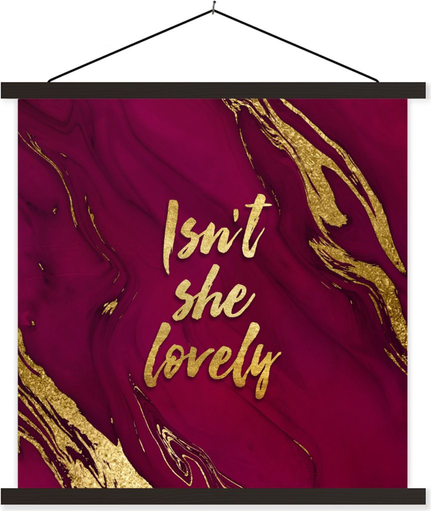 MuchoWow Textilposter Wunderschön - Gold - Rosa - Marmor 60x60 cm mit schwarzem Rahmen - Posteraufhänger