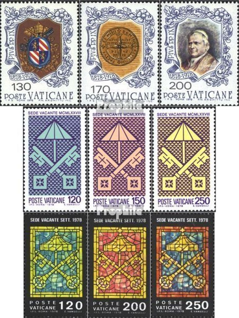Briefmarken Vatikanstadt 1978 Mi 720-722,726-728,729-731 Produktbild 