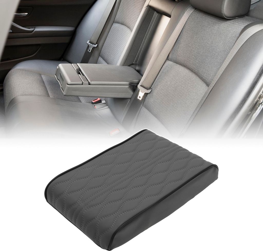 Center Console Kissen Pad 12.59"x8.66" Center Console Abdeckung Armlehne Sitzbox Abdeckung Kunstleder Grau