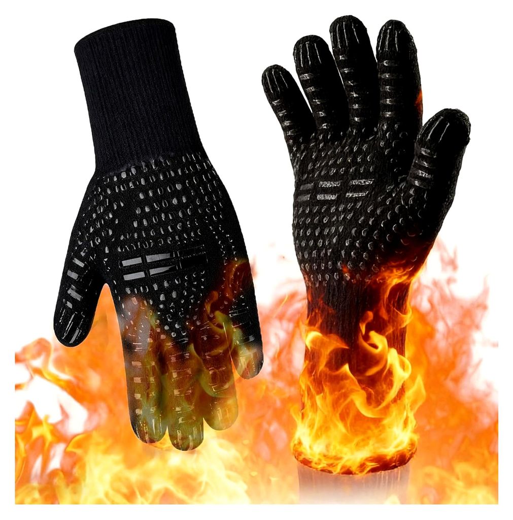 Grillhandschuhe, Ofenhandschuhe, extrem hitzebeständig, rutschfest, Silikon, 2 Stück