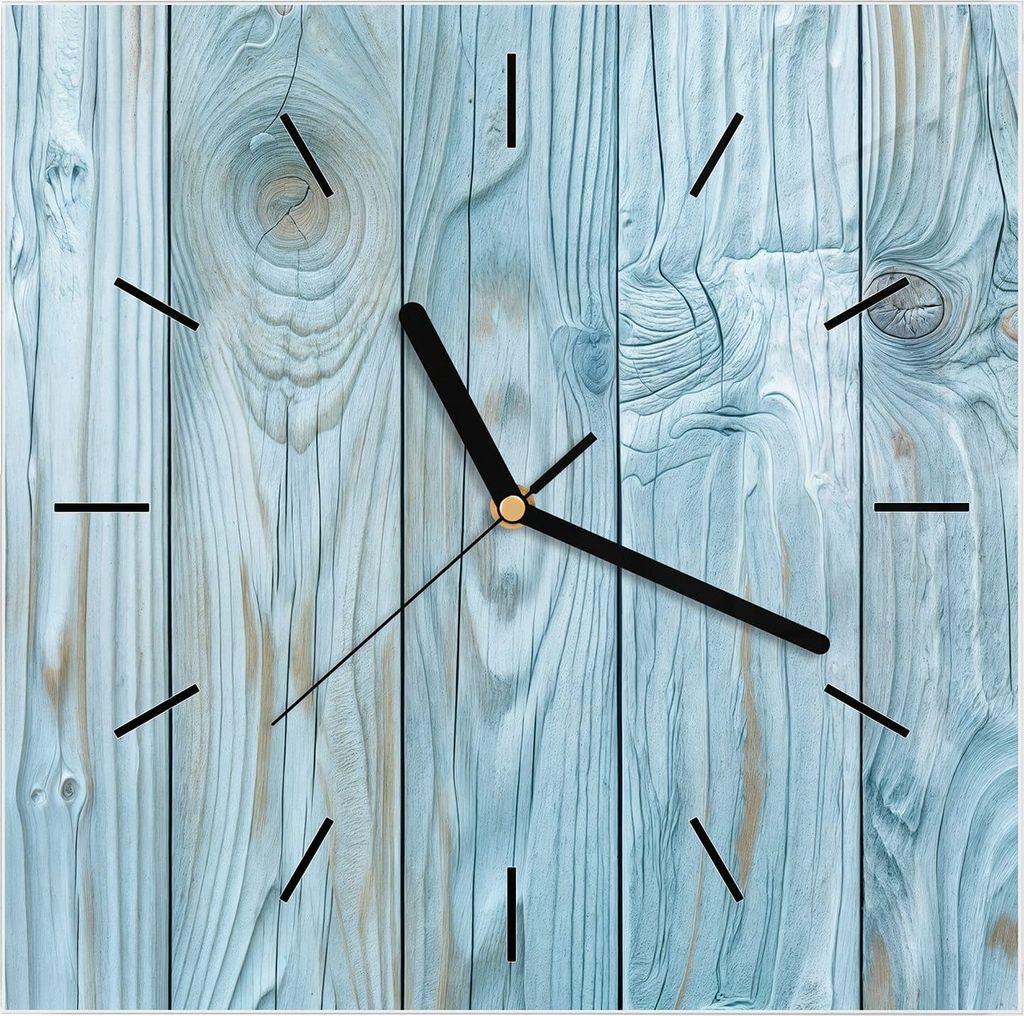 Wanduhr aus Glas mit Motiv Holzbretterdekor- 30 x 30 cm - inkl. Aufhängesystem