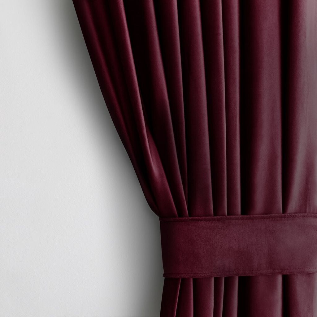 Gardine Kräuselband 140x245 cm Vorhang Weinrot Verdunkelnd Einfarbig Muster Samt Textil Multifunktionsband mit Raffhalter Wohnzimmer Schlafzimmer