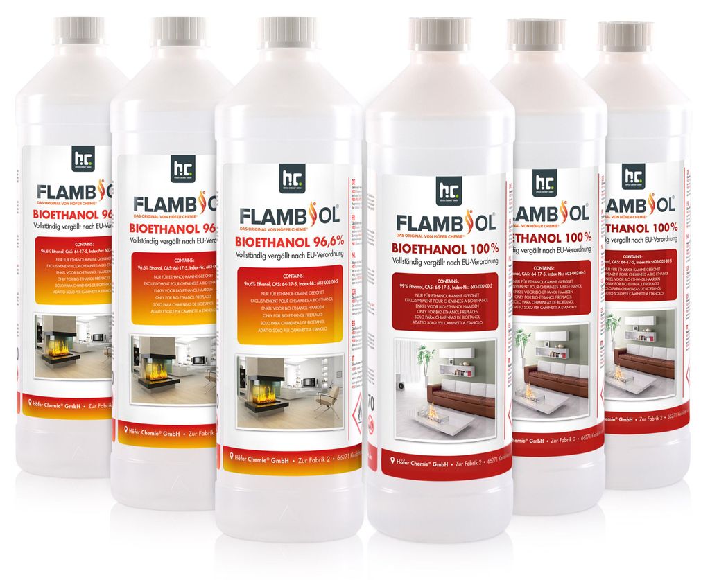 FLAMBIOL® Probierset 3x 1 L Bioethanol 96,6% + 3x 1 L Produktbild 