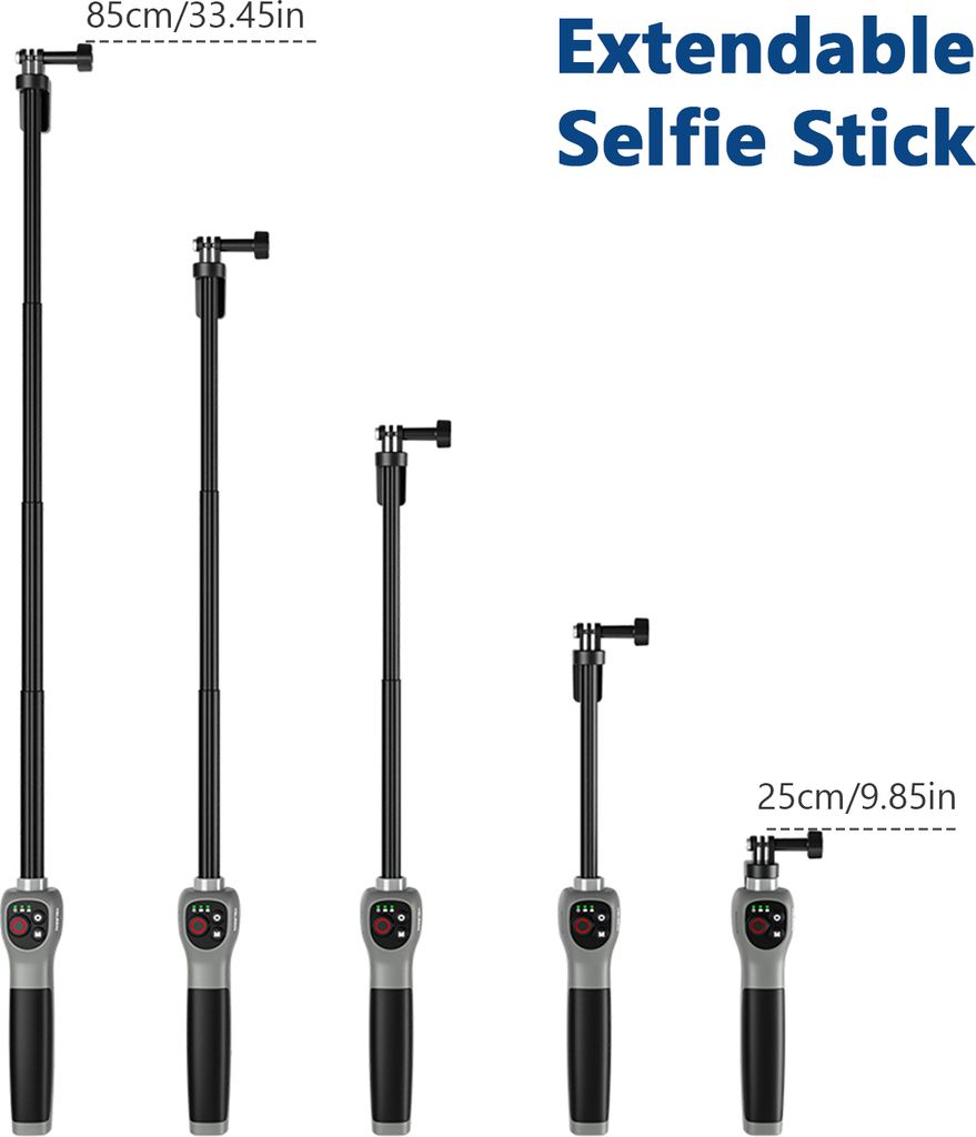 49 cm telescoopstang, sportcamera, waterdichte telescoopstang, 19 inch