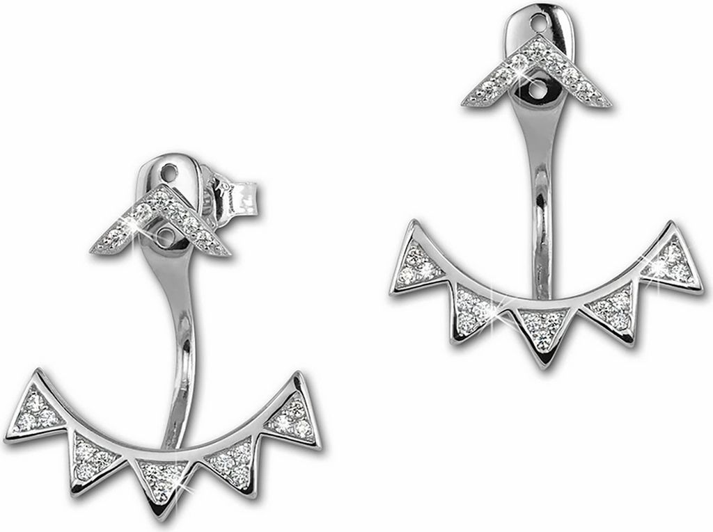 SilberDream weiß Ohrringe Ear Cuff Dreiecke Zirkonia Silber Ohrstecker GSO449W