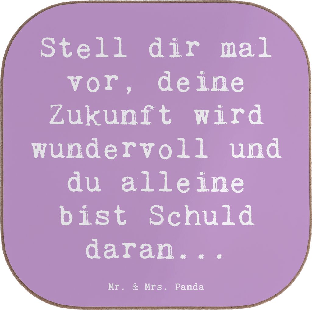 Mr. & Mrs. Panda Untersetzer für Gläser Spruch Mutig zu sich selbst stehen - Lavendeltraum - Geschenk, Tassenuntersetzer, positivity, Herzliche B...