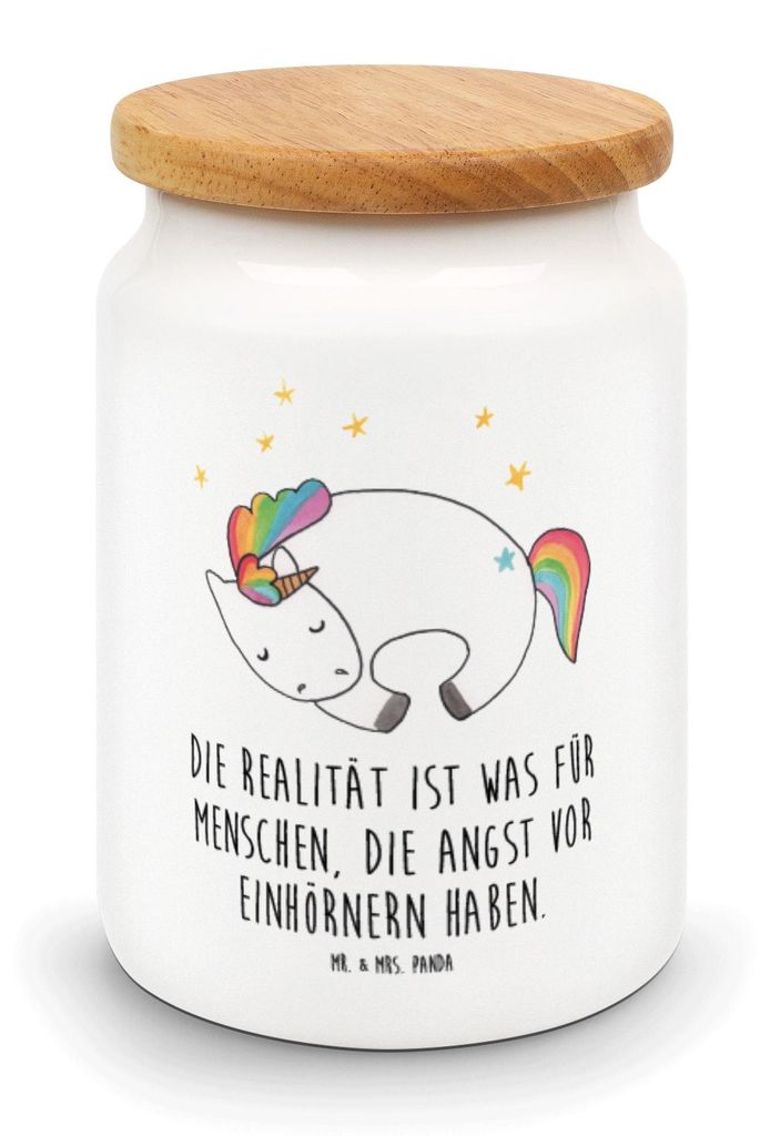 Mr. & Mrs. Panda Dose Einhorn Nacht - Weiß - Geschenk, müslidose, Einhörner, Unicorn, behälter, Träume, Freundin, Traum, Teedose, Kaffeedose, ...