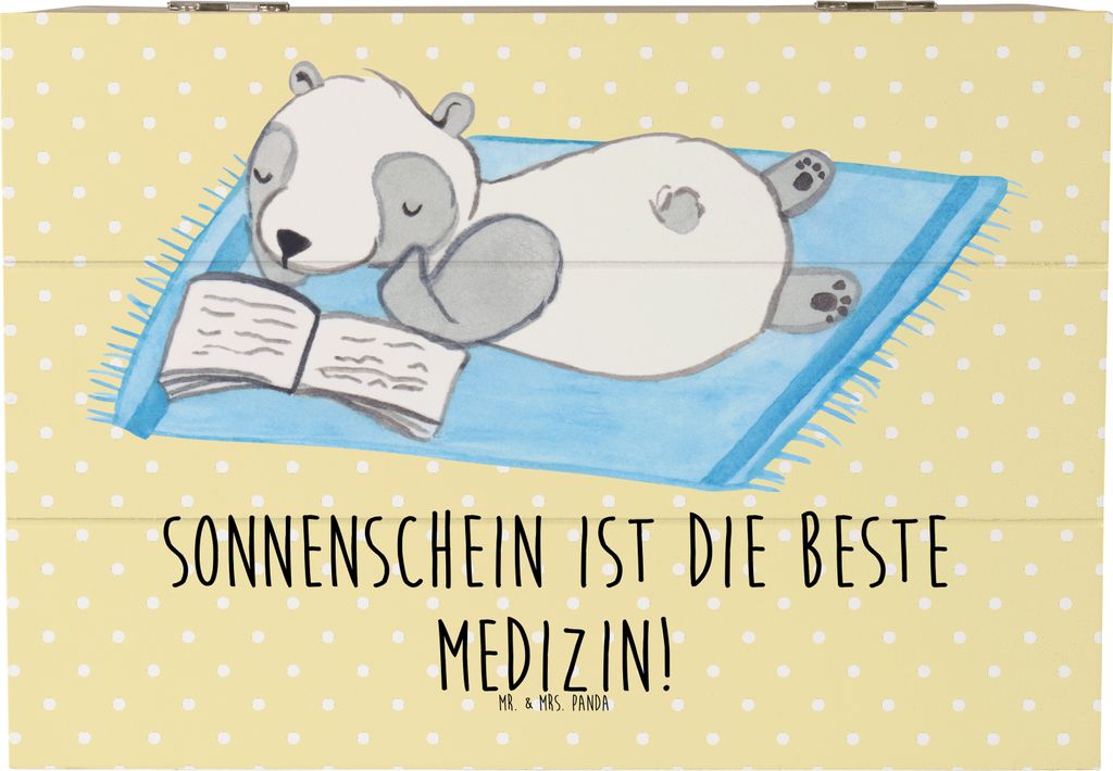 Mr. & Mrs. Panda Holzkiste Sommer Sonnenschein 22 x 15 cm - Gelb Pastell - Geschenk, fotobox, Geschenke, Sommerferien, Sommerprodukte, Geschenkbox,...