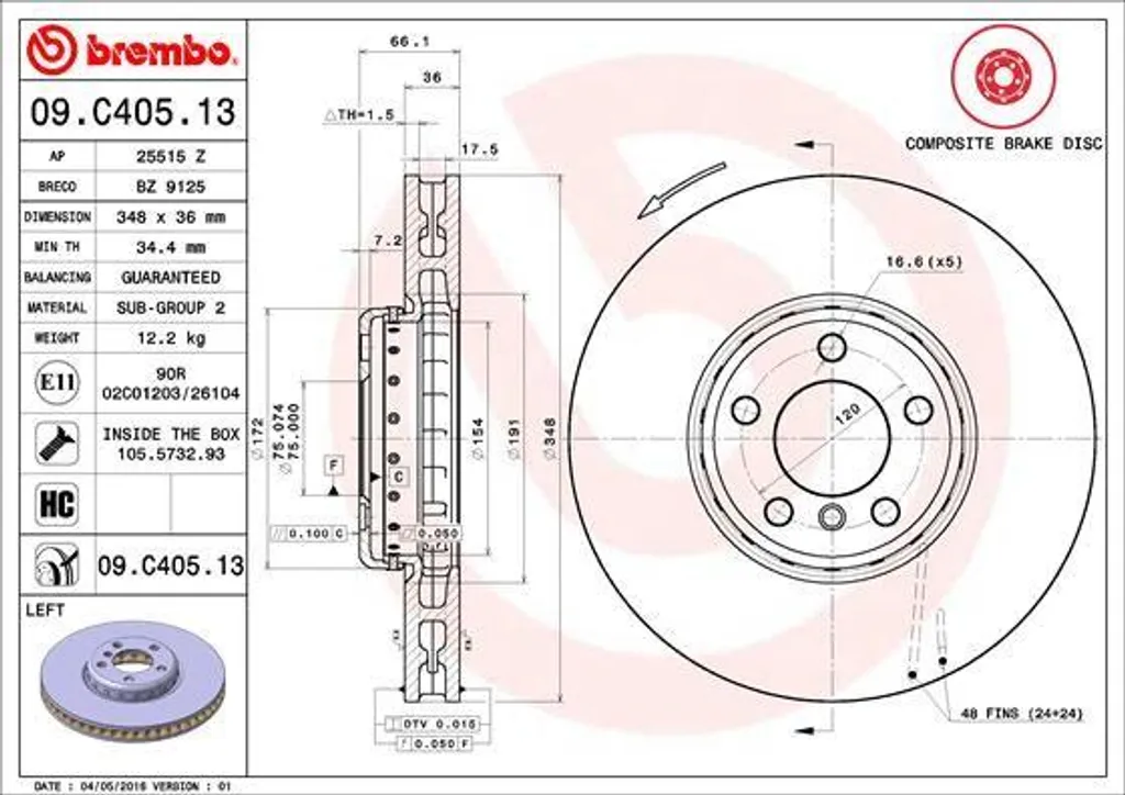 Disque de frein Brembo pour BMW F11 F10 F01 - Remplacement OE 34116785669