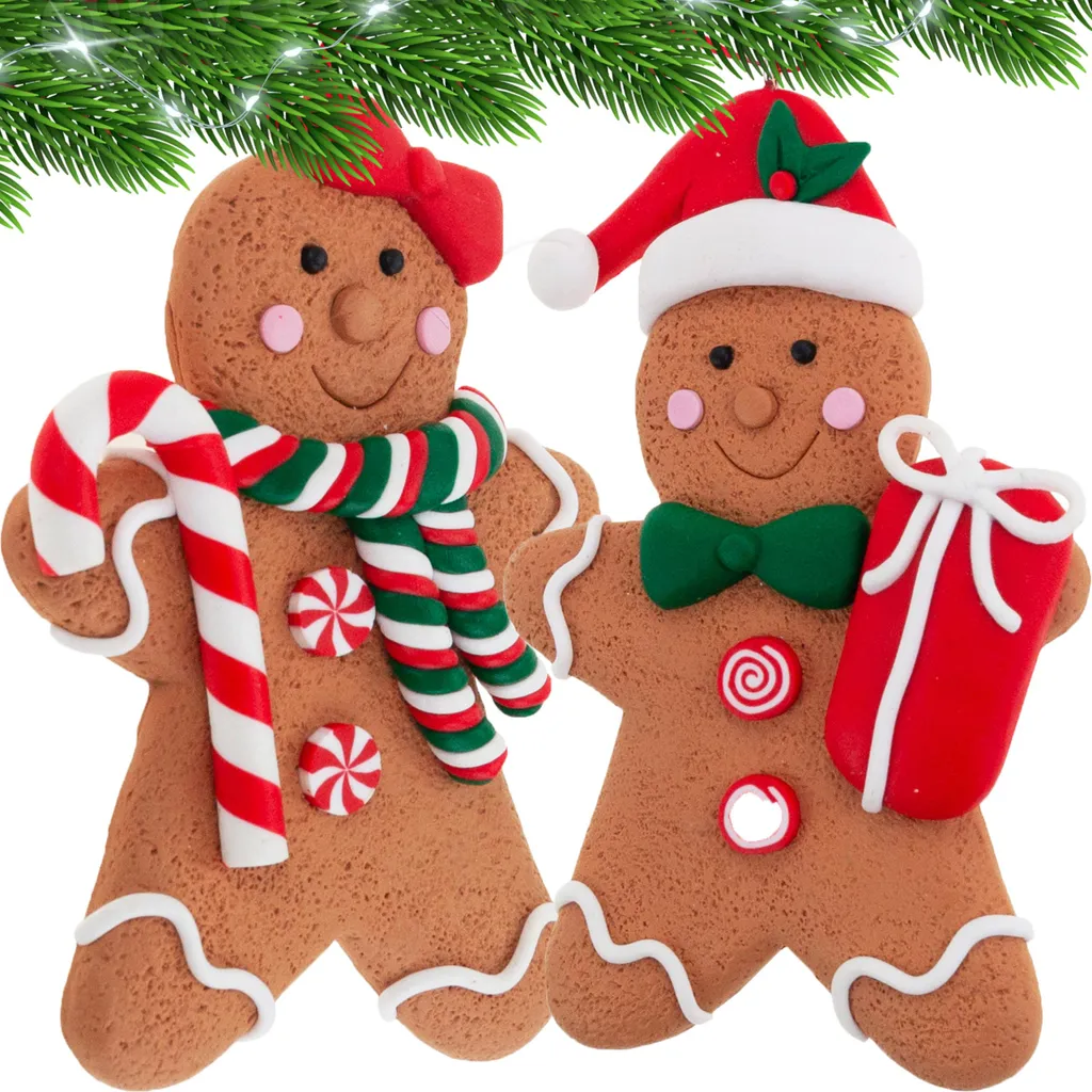 Décoration de Noël pain d'épices 2pcs : figurines brunes à suspendre