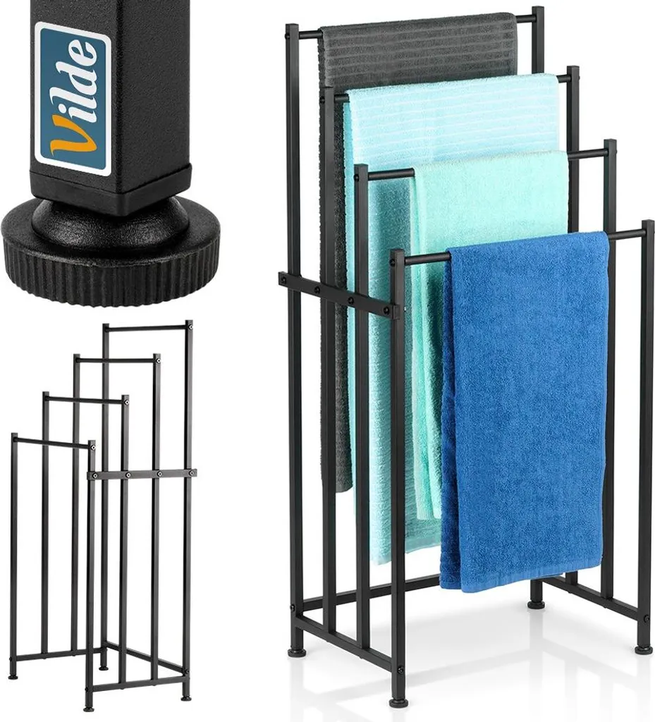 Porte-serviettes sans perçage noir Vilde : solution gain de place bain - 2