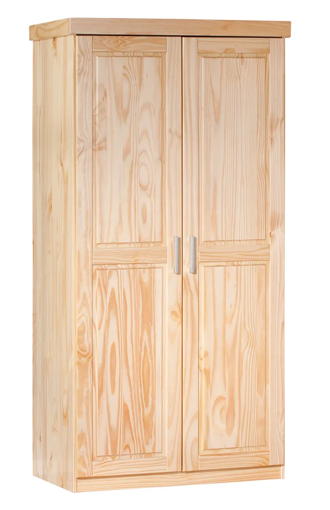 Armoire de chambre 2 portes coloris bois clair meuble de rangement lin