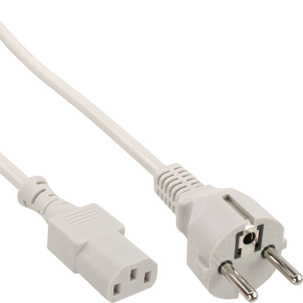 InLine Netzkabel, Schutzkontakt gerade auf Kaltgerätestecker C13, 1,5m, grau