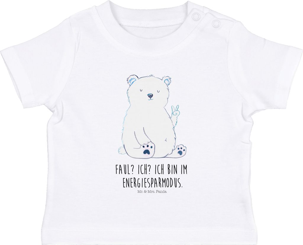 Mr. & Mrs. Panda Babyshirt Eisbär Faul 12. - 18. Monat - Weiß - Geschenk, Baby Jerseyshirt, T-Shirt, Büro, Homeoffice, Öko, Bär, Kleinkind Shi...