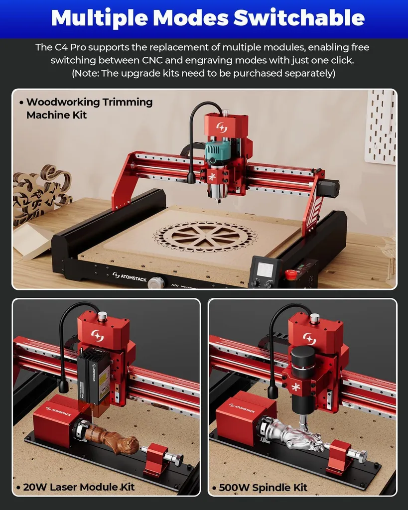 Axe Rotatif Précis ATOMSTACK RC1 pour Gravure 360° sur CNC C4 PRO - 9
