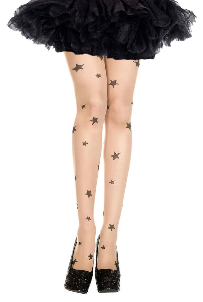 Tattoo Strumpfhose Damen – Beige Strumpfhose mit schwarzen Produktbild 