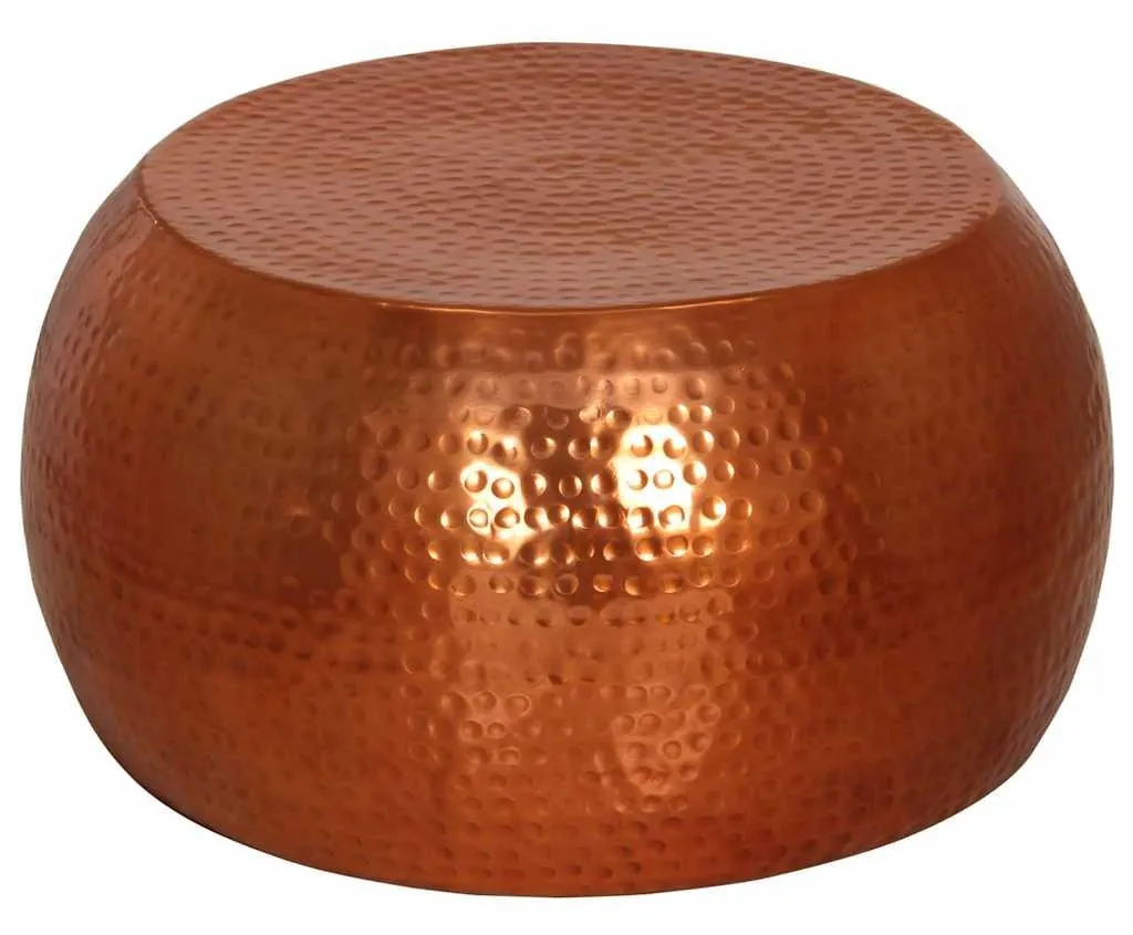 Table basse artisanale martelée en laiton et aluminium Ø55 cm dorée chic - 7