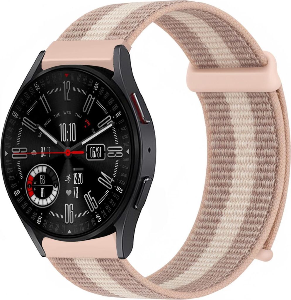 Smartwatch Armband für Samsung Galaxy Watch4 Classic 42mm Nylon Textil Band Ersatzband Wechselband Klettverschluss flexibel atmungsaktiv Rosa