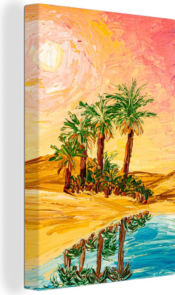 OneMillionCanvasses - Leinwandbilder - 90x140 cm, Gemälde - Öl - Palme - Natur - Wasser, Wandbilder Kunstdruck Wanddekoration - Foto auf Leinwa...