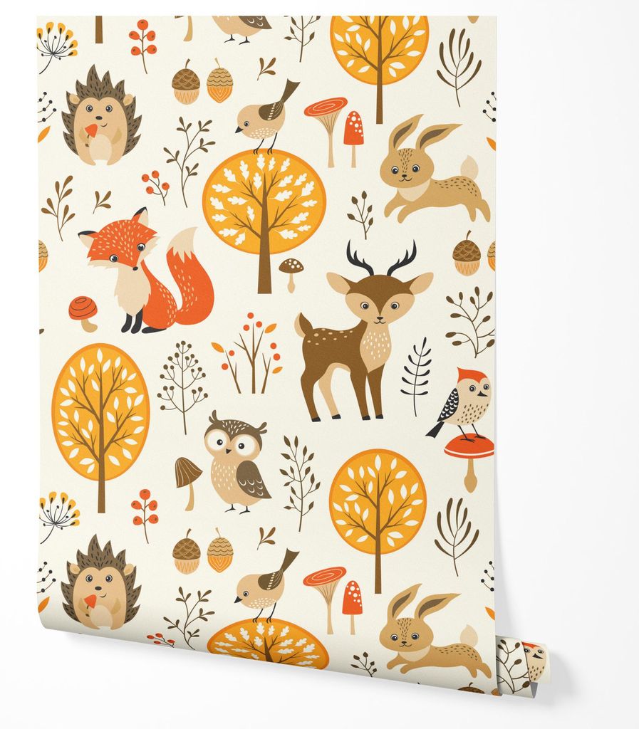 Vliestapete Kinder Waldtiere Fuchs Reh Eule Wohnzimmer 2x2,5 Bunt