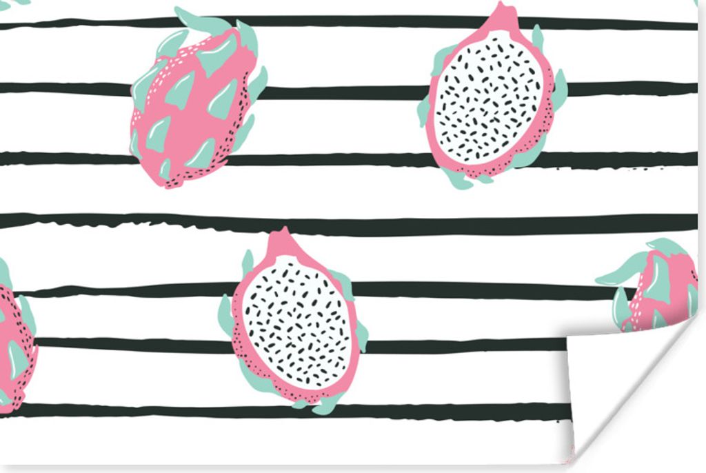 MuchoWow Poster Sommer - Obst - Streifen 30x20 cm - Plakate - Print