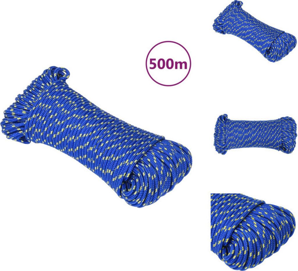 vidaXL Bootsseil Blau 3 mm 500 m Polypropylen - Seile