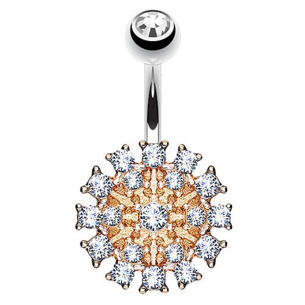 Taffstyle Bauchnabelpiercing Bauchnabelpiercing Banane Tribal Stecker Kristall Schild, Rosegold