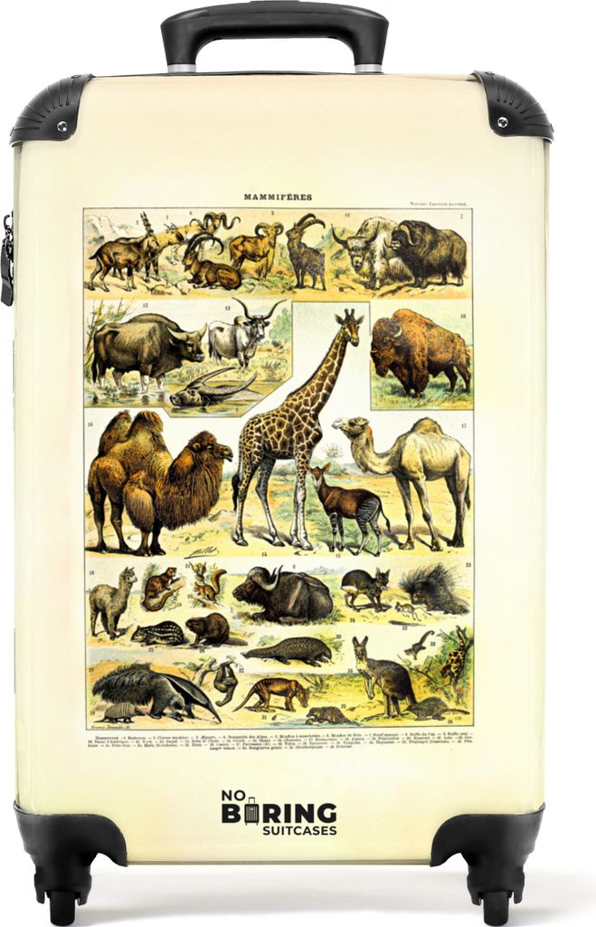 NoBoringSuitcases.com Koffer Handgepäck Trolley Rollkoffer Kleine Reisekoffer mit 4 Rollen - Tiere - Illustration - Vintage - Natur - Millot - C...