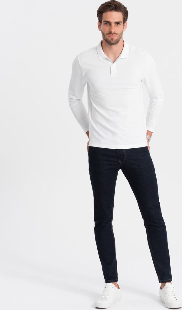 Ombre Clothing Herren-T-Shirt mit Kragen Hodred weiß XL