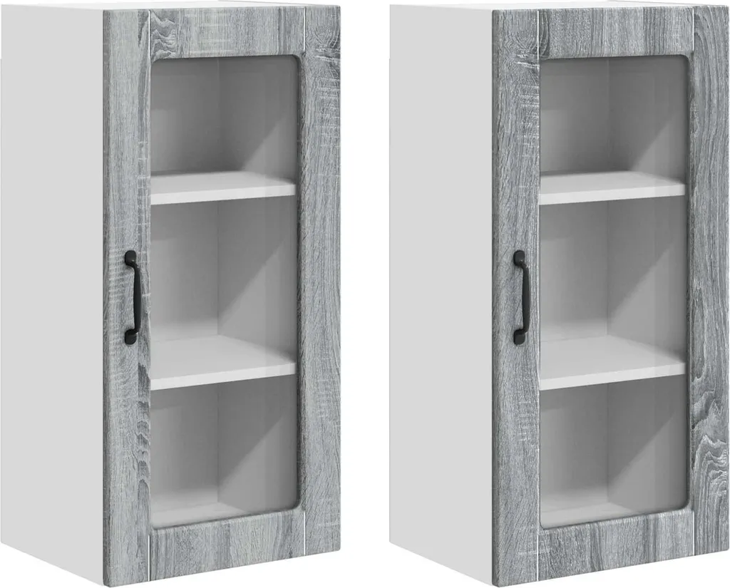 Set Cucina Grigio Sonoma 2 Pezzi - Mobili Pensili 40x80cm Chic