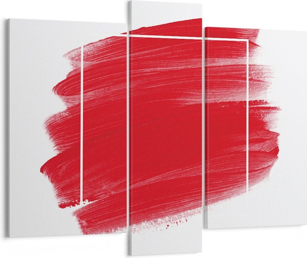 Bild auf Leinwand - Leinwandbild - 3 Teile - Rot Farben Stück - 95x80cm - Wand Bild - Wanddeko - Wandbilder - Leinwanddruck - Bilder - Wanddekorat...