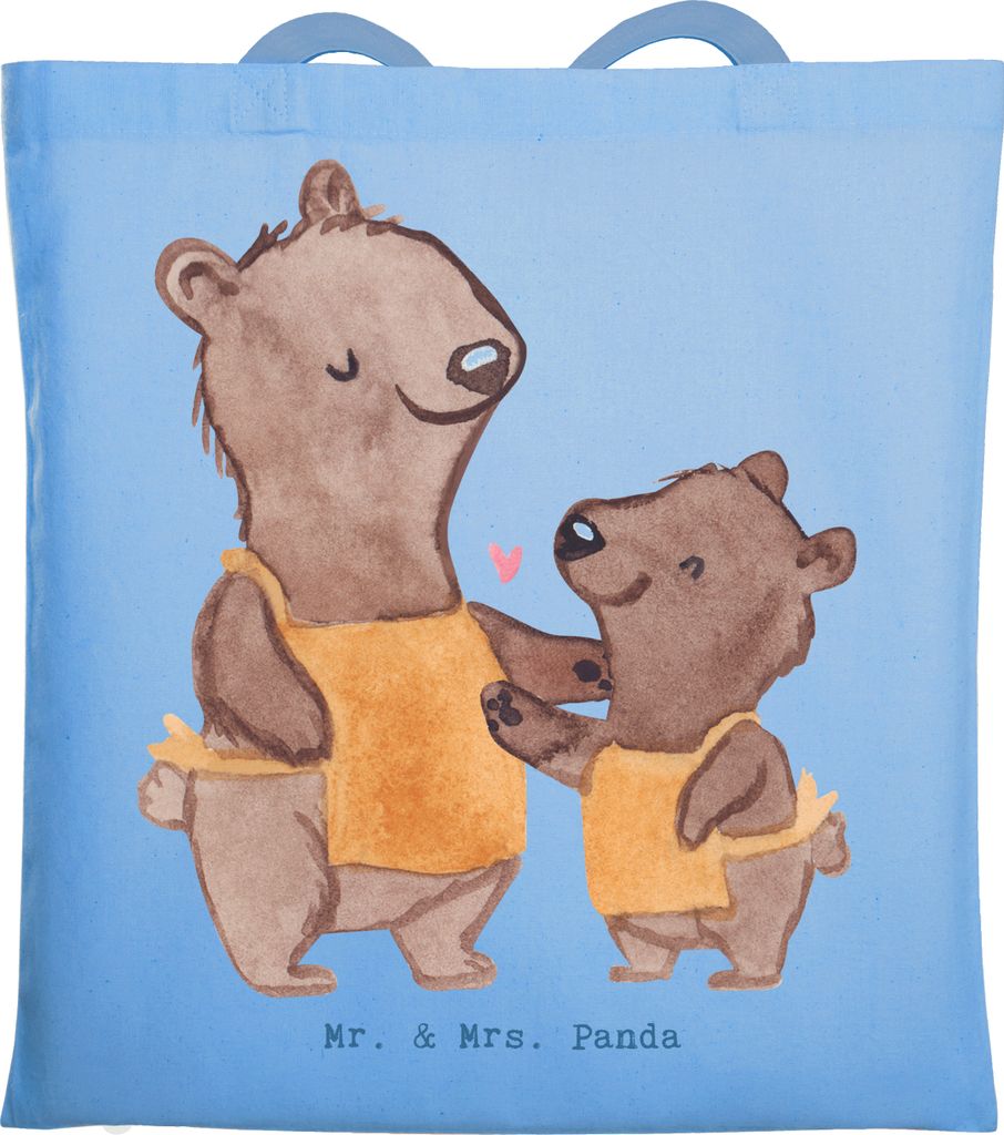 Mr. & Mrs. Panda Tote Bag Arbeitserzieher Herz - Sky Blue - Geschenk, Studium, umhängebeutel, Arbeitspädagoge, Laptoptasche, Tasche, Ausbildung, ...