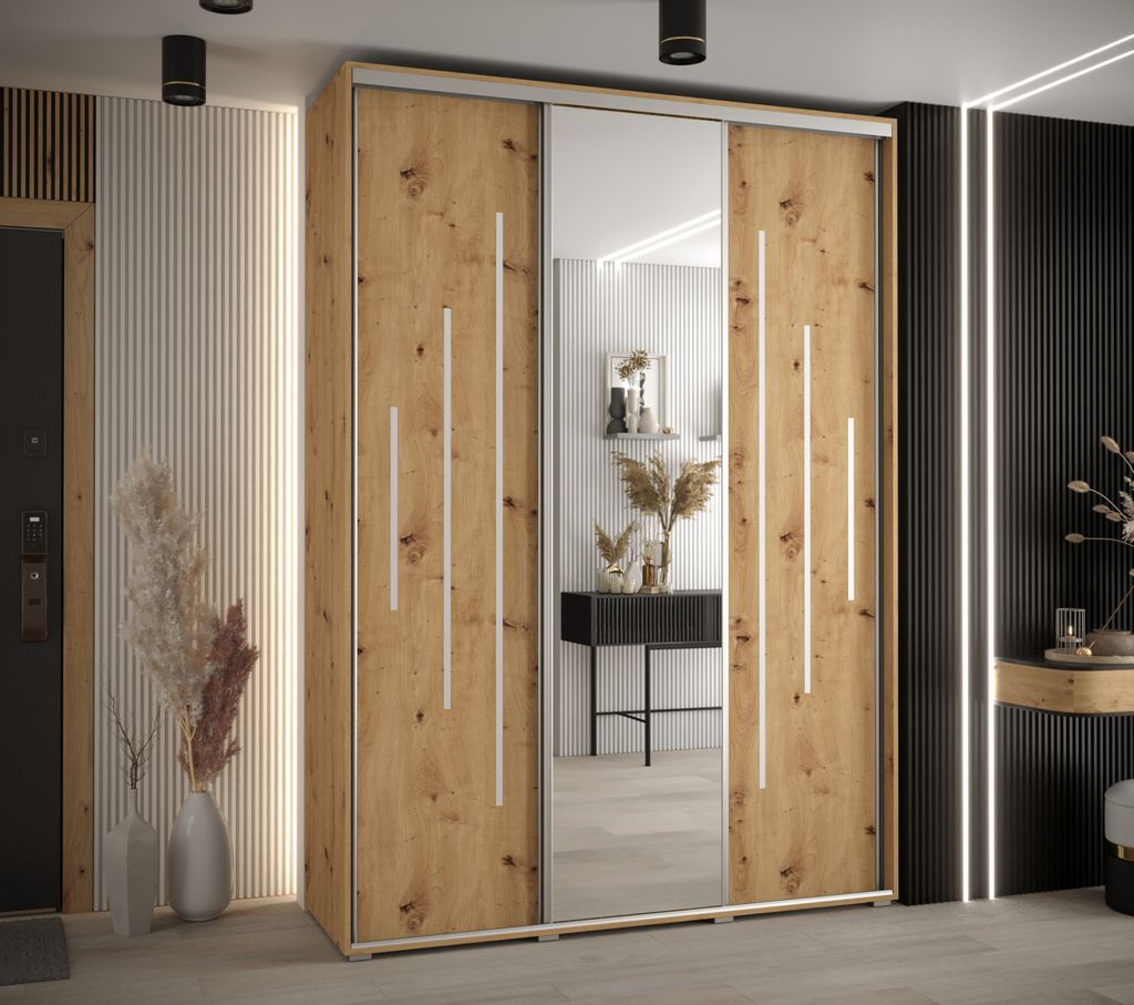Kleiderschrank ASIRI 13 - 170/45 cm, Artisan-Eiche / Silber