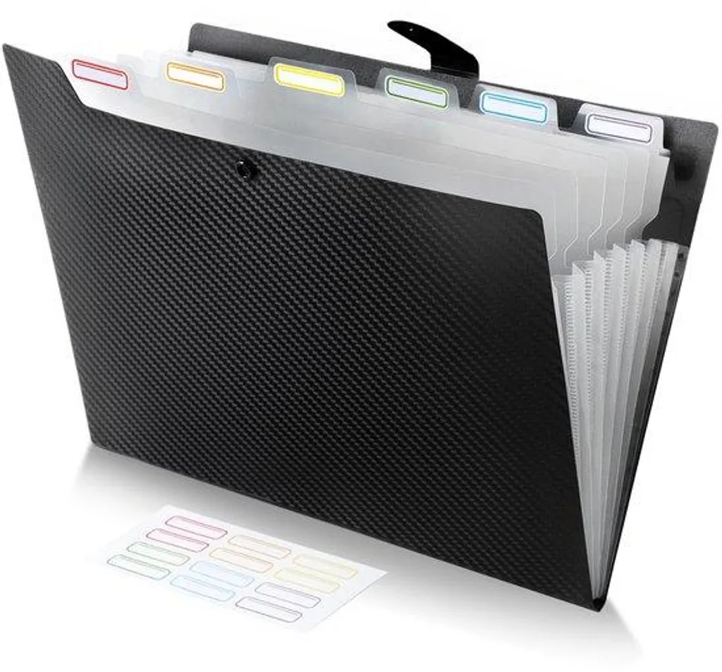 Organiseur de bureau A4 noir 7 sections pour dossiers et archivage