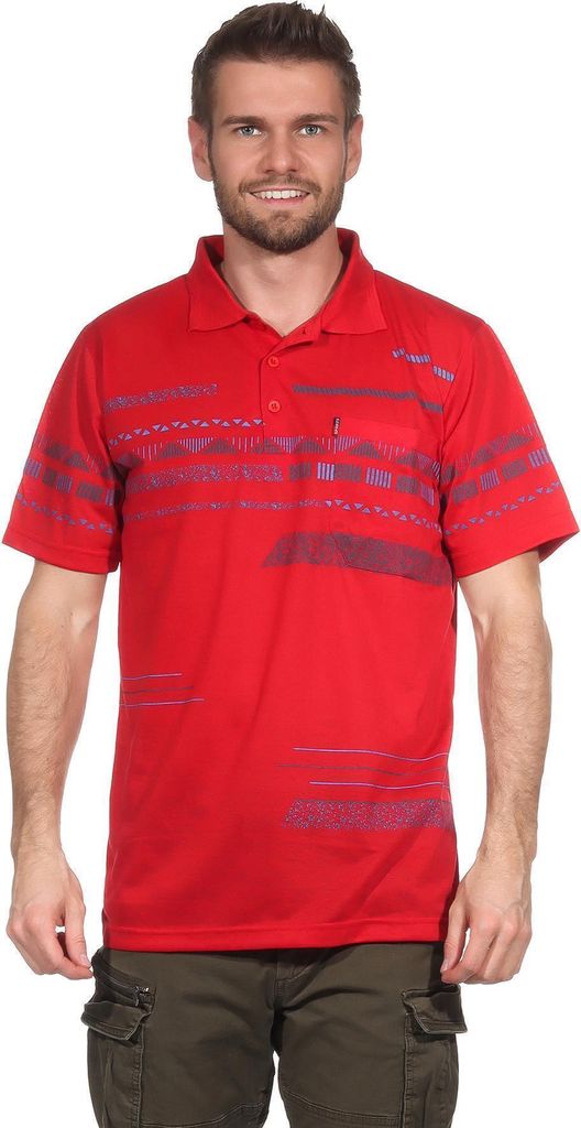 Herren Poloshirt Sommer Polo-Hemd Kurzarm mit Muster, Rot M