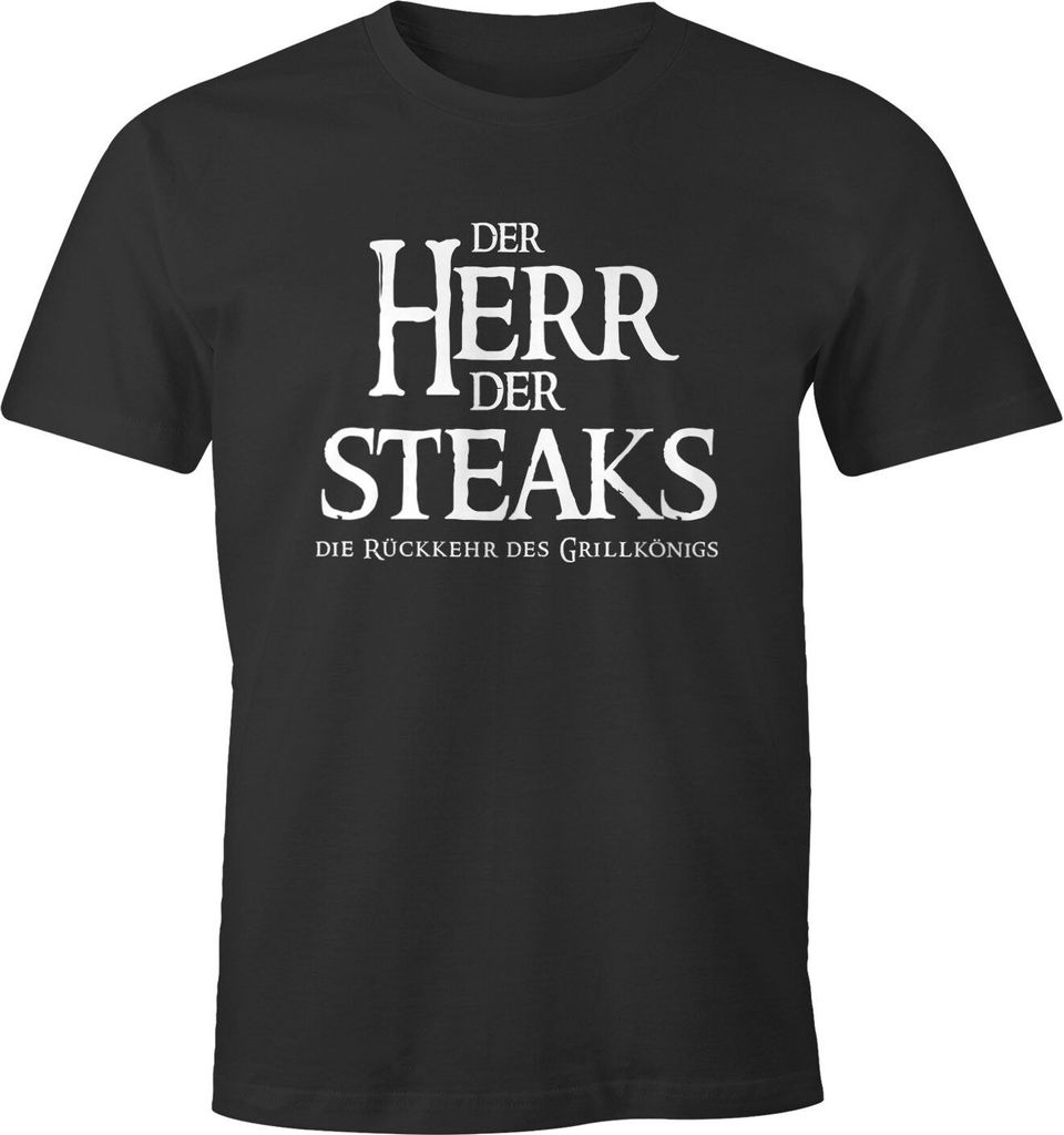 Herren T-Shirt Der Herr der Steaks die Rückkehr des Grillkönigs Fun-Shirt Moonworks anthrazit 4XL