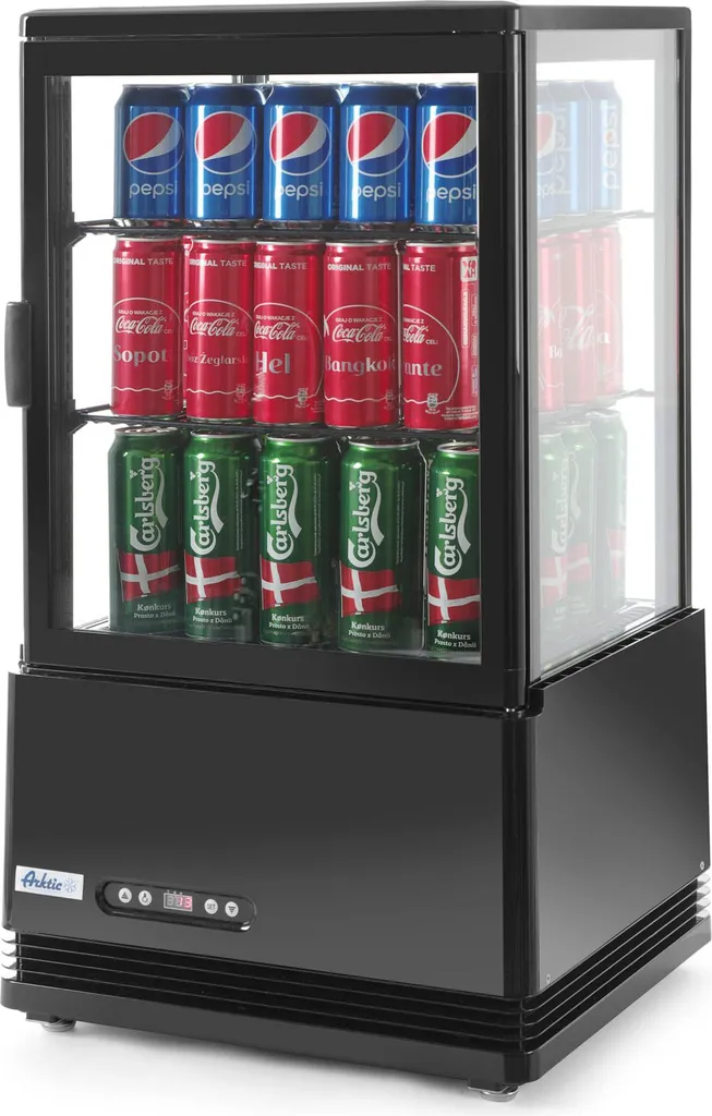 Petit frigo Arktic 58 litres avec porte antibuée et étagères noires