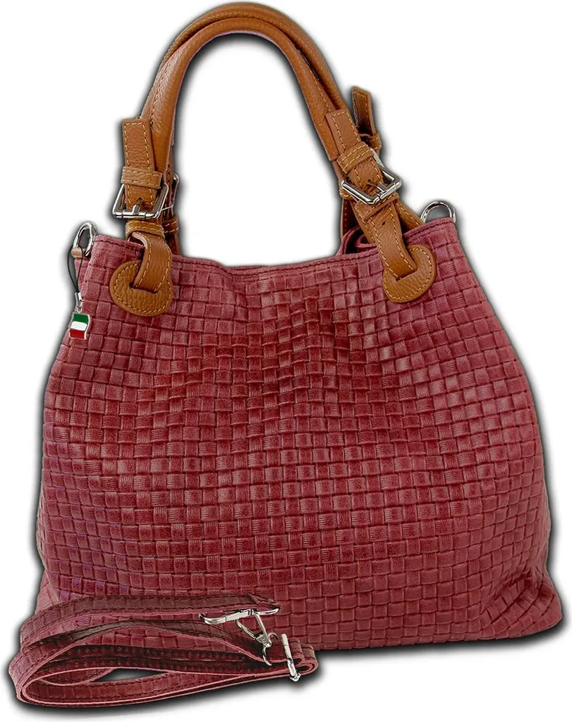 Borsa in Vera Pelle Bordeaux Intrecciata Florence OTF164D | Made in Italy