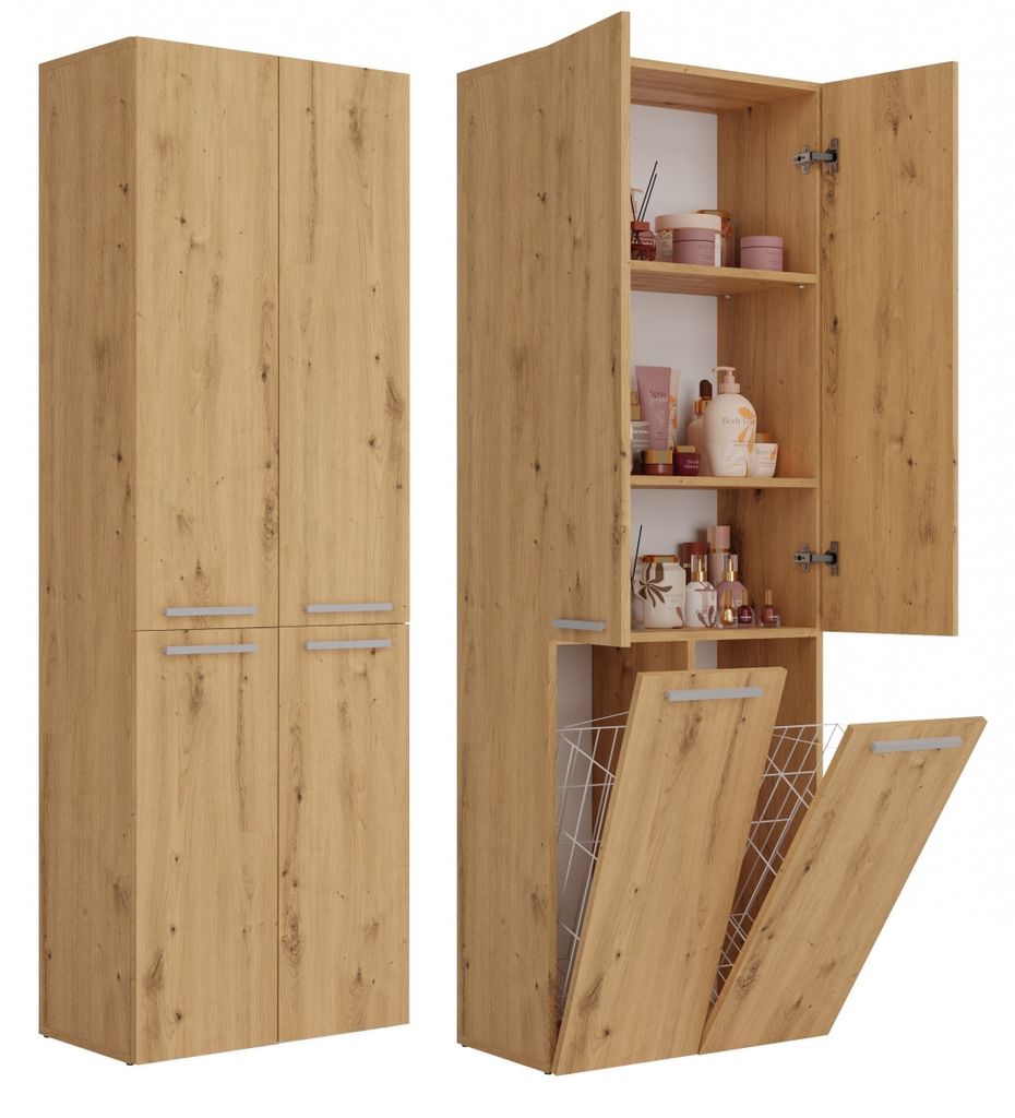 Słupek łazienkowy Nel Art Dąb Artisan z 2 koszami Obrázok produktu 