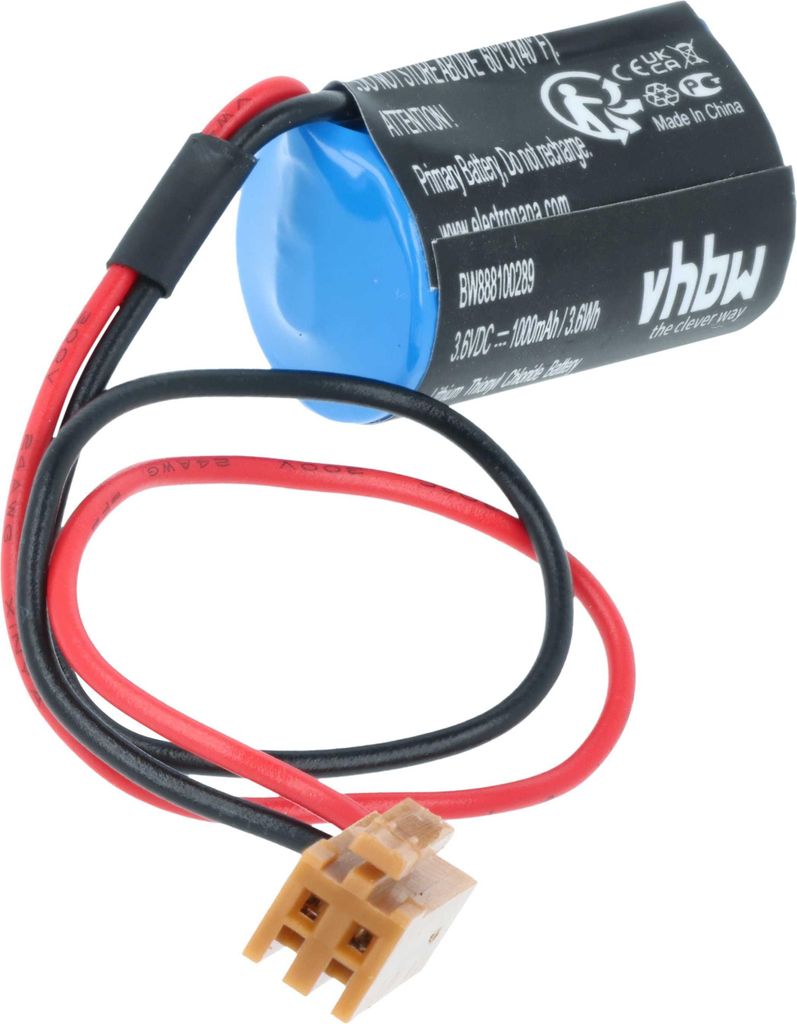 vhbw Batterie Ersatz für LS14250-MR, FBT030A, FBT020A, ER3V/3.6V, NP8P-BT für PLC Programmable Logic Controller (1000 mAh, 3,6 V, Li-MnO2)