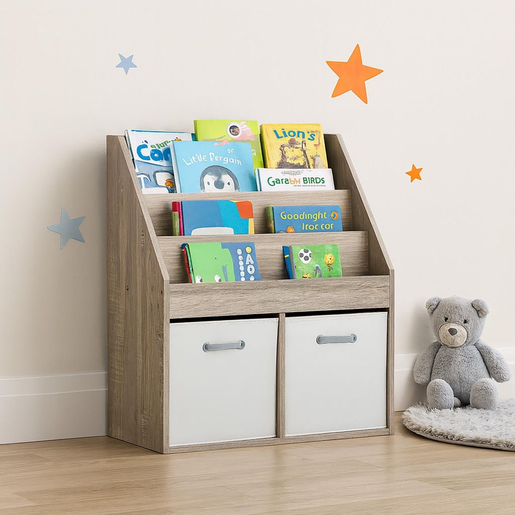 Kinderregal Aufbewahrungsregal mit 5 Fächern Bücherregal für Kinderzimmer Sonoma
