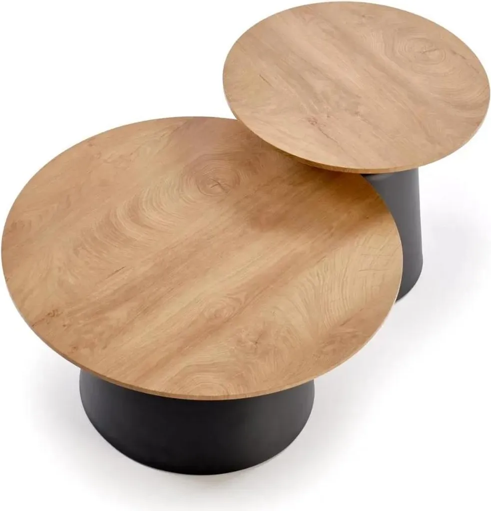 Table basse double MALOMI finition chêne naturel et structure noire - 2