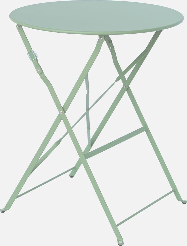 sweeek - Klappbarer Bistro-Gartentisch aus Stahl Ø 60 cm, 2 Personen - Graugrün