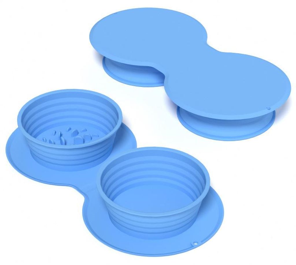 Zimilo Faltbare Hunde- und Katzenreise-Napf, tragbare Silikon-Futterschale, Outdoor-Wassernapf, tragbar, für Reisen, Camping, Party, Geschenk, Blau
