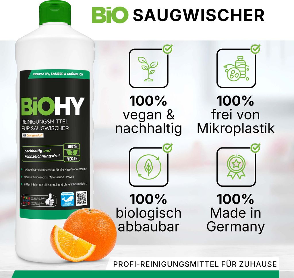 BiOHY Reinigungsmittel für Saugwischer mit Orangenduft, Produktbild 